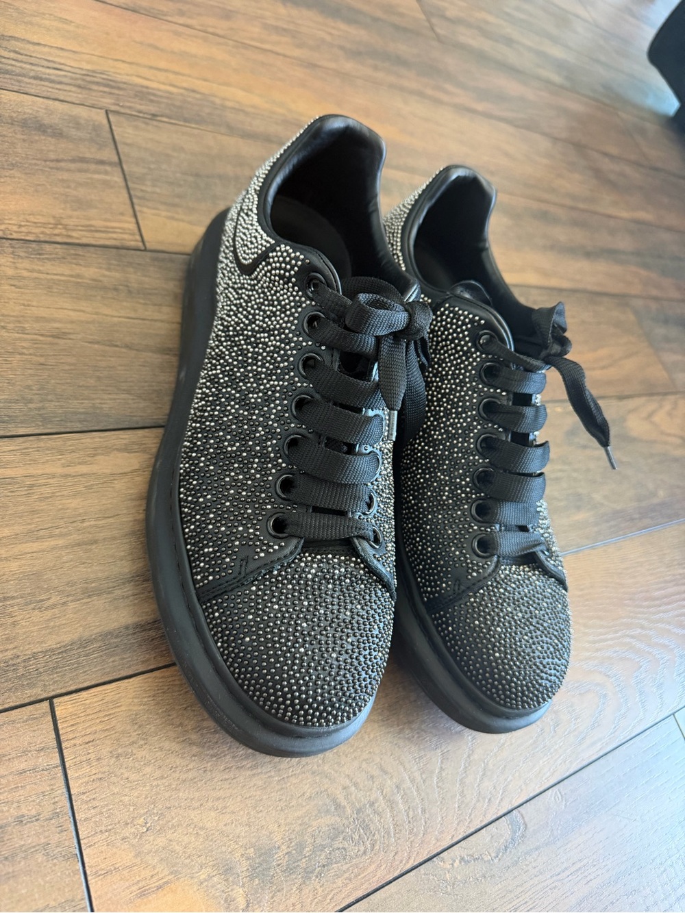 Alexander McQueen black studded galaxy sneakers